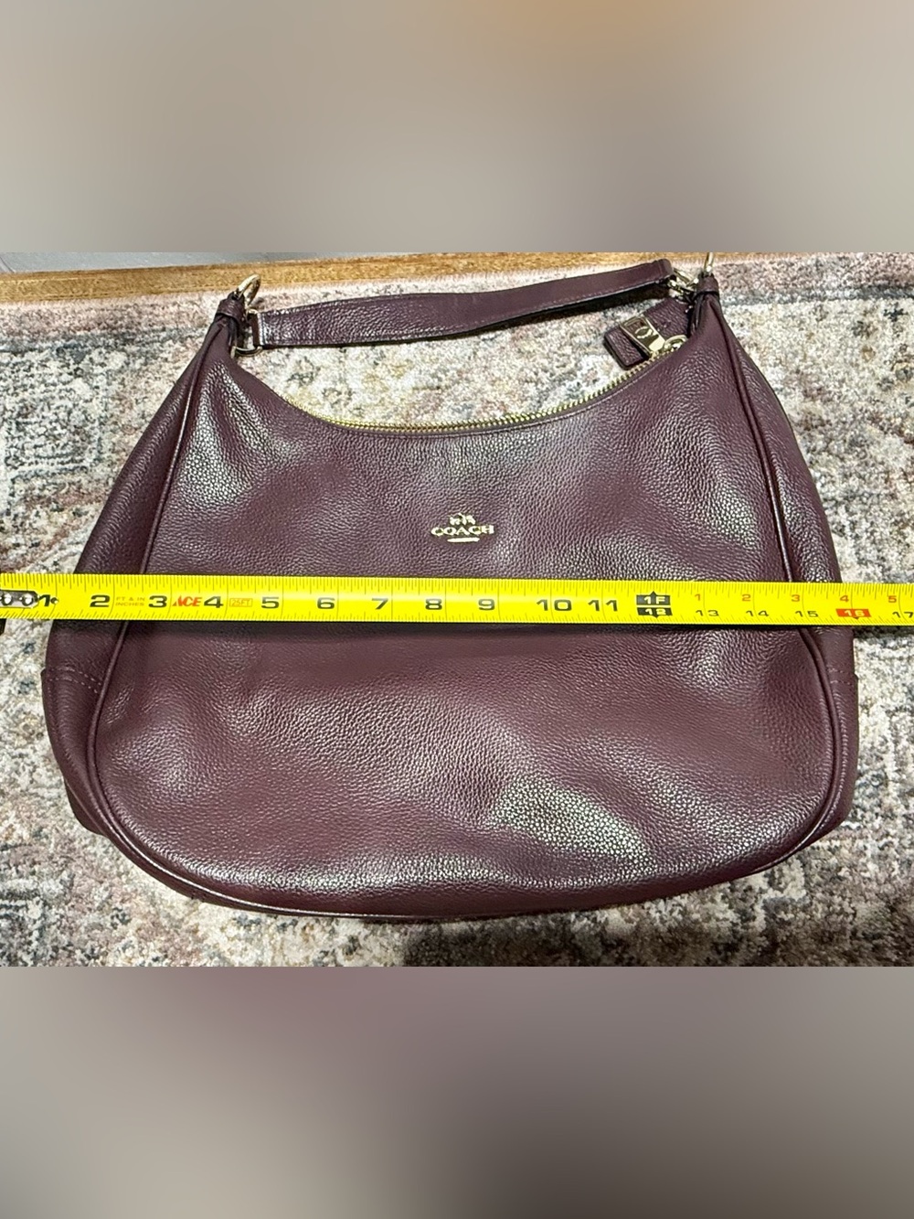 Coach Pebbled Leather Shoulder Bag - Wine
